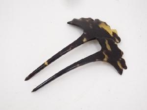 アンティーク　本鼈甲製　銀杏彫簪　□z